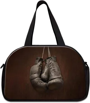 Boxing Glove Printed Travel Handbag with Shoe Compartment Mens Garment Bag Cool Gym Duffel Bag for Women