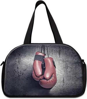 Boxing Glove Printed Travel Handbag with Shoe Compartment Mens Garment Bag Cool Gym Duffel Bag for Women