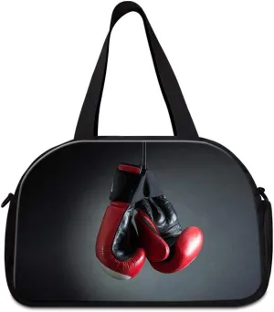Boxing Glove Printed Travel Handbag with Shoe Compartment Mens Garment Bag Cool Gym Duffel Bag for Women
