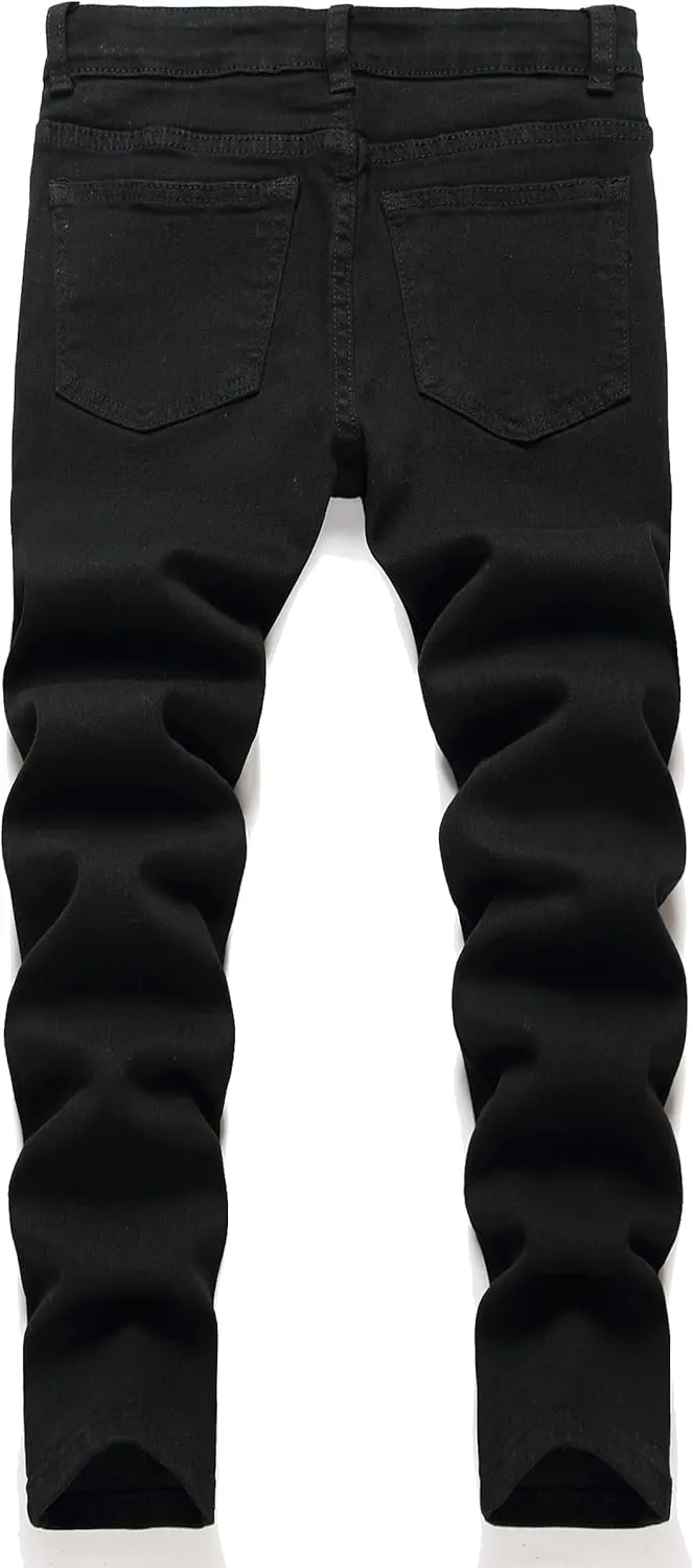 Boy's Skinny Fit Ripped Distressed Stretch Fashion Denim Jeans Pants