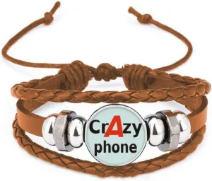 Brief Best Cool Crazy Cap Cellphone Phone Bracelet Wristband Leather Jewelry Ornament