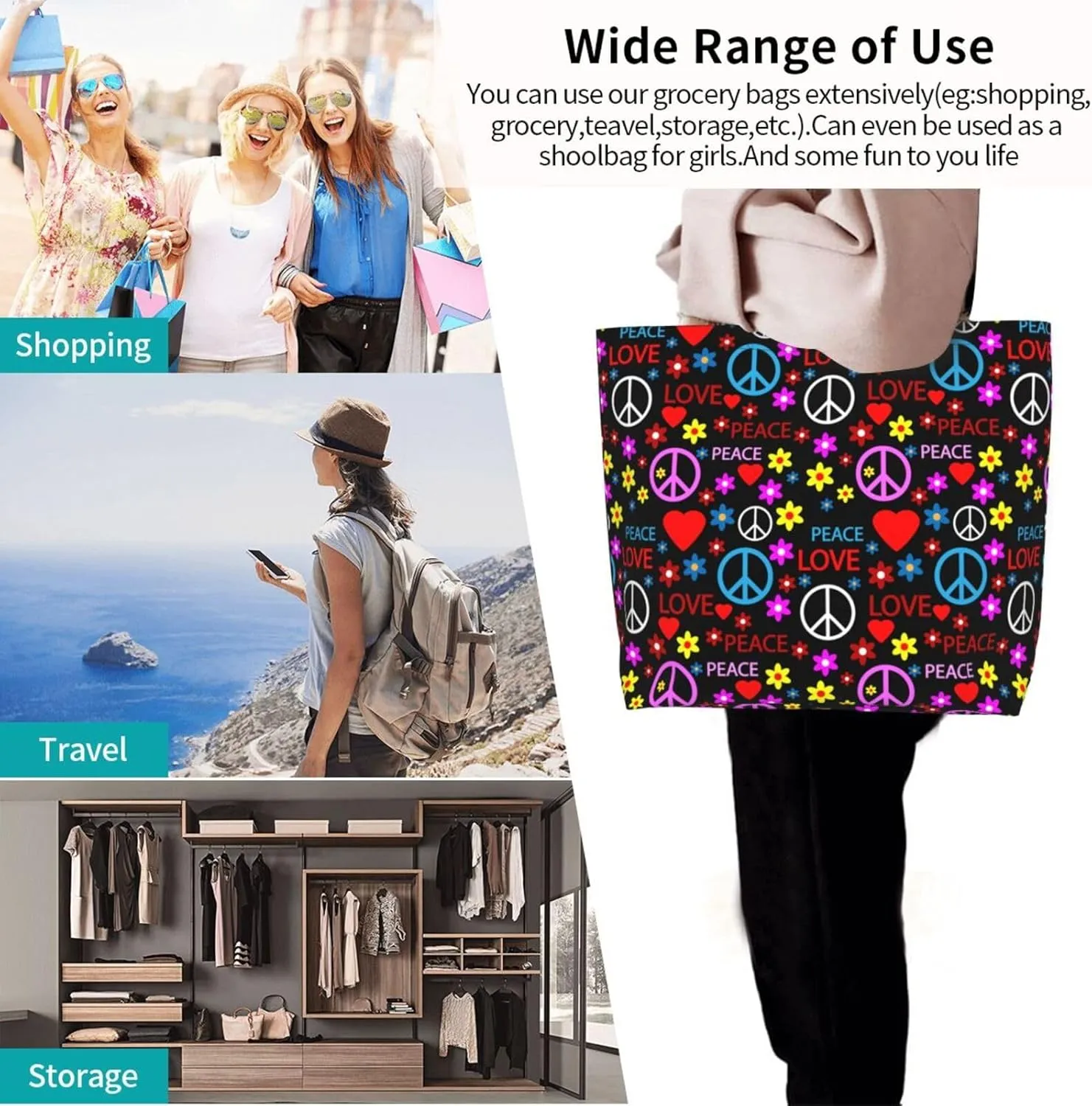 Bright Mushrooms Women's Tote Bag Large Capacity Single Shoulder Bags Handbag for Shopping Work