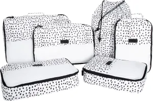 Brixley 6 Set Packing Cubes Luggage Organizer for Travel Carry on Suitcase- Multiple Sizes and Cute Colors (Dalmation)