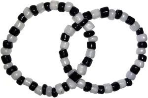 Bro Mart Baby Plastic Evil Eye Protection Elastic Nazariya Beads Bracelet, 0-12 Months (Black and White) (1 Pair)