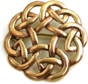 Bronze Gold Filigree Brooches, Clothes Fasteners - Cloak, Shawl, Scarf Pin, Celtic Irish Norse Vintage Jewelry (1.96)