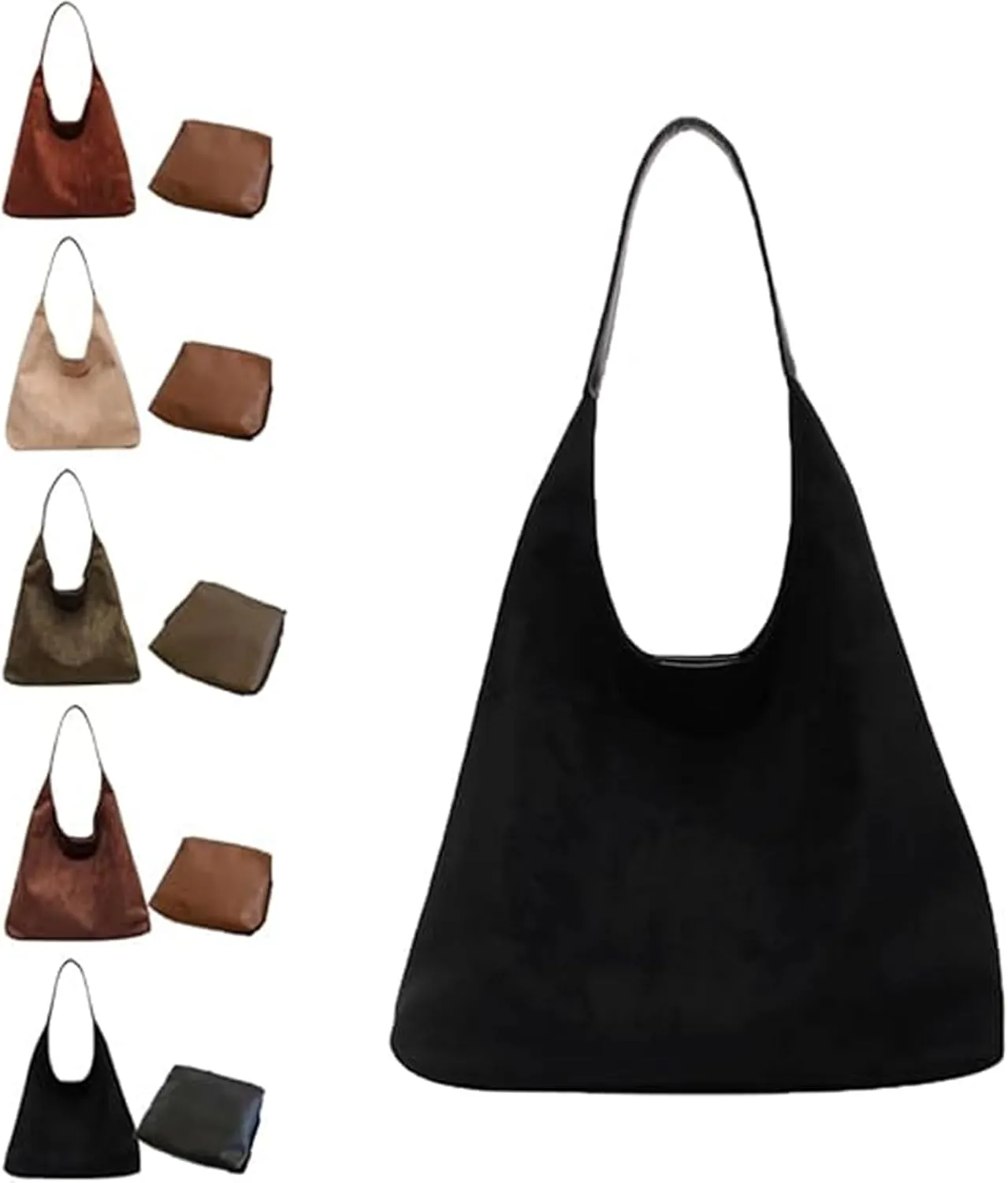 Brown Tote Bag, Tote Bags for Women Suede Hobo Bags, Womens Purse Slouchy Hobo Handbag Retro Top Handle Bags