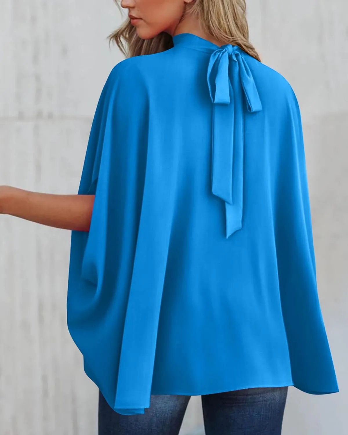 BTFBM Women Mock Neck Summer Tops 2025 Spring Batwing Short Sleeve Loose High Low Hem Casual Oversized Blouses Shirts