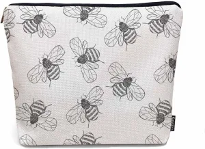 Bumblebee Makeup Bag For Women, Adorable Cosmetic Bag Makeup Bags, Gray Animal Bee Bumblebees Zipper Bag Travel Bags Toiletry Organizers Pouch Bags Washing Bags For Gym Bathroom