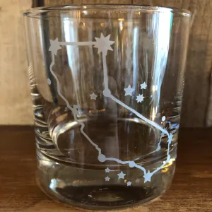 California State Map Etched Whiskey Glass