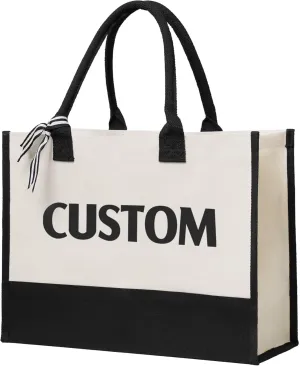 Canvas Tote Bag Bulk Custom Tote Bag Personalized Tote Bags for Women Add Your Text Picture Name Logo Custom Logo Beach Tote Bag Personalized Gift for Picnic