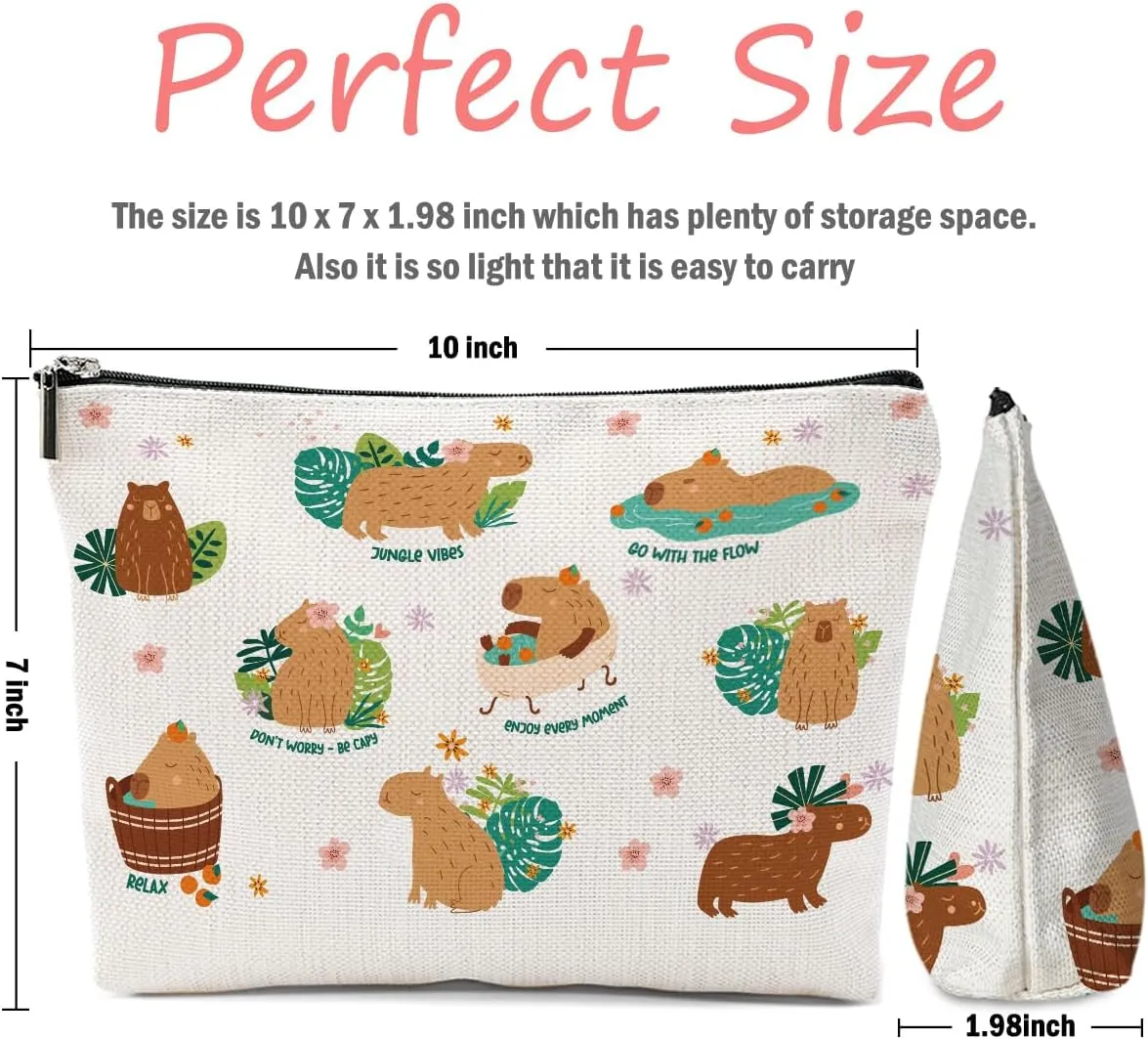 Capybara Gifts, Cute Makeup Bag, Capybara Stuff Cosmetic Bag Travel Pouch, Friendship Graduation Birthday Animal Lovers Gifts for Women Girls Daughter Friend Sisters