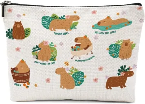 Capybara Gifts, Cute Makeup Bag, Capybara Stuff Cosmetic Bag Travel Pouch, Friendship Graduation Birthday Animal Lovers Gifts for Women Girls Daughter Friend Sisters