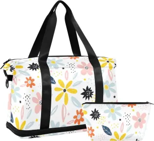 Cartoon Flowers Travelling Bags for Luggage Waterproof Sports Bag for Men, Carry on Bags for Airplanes