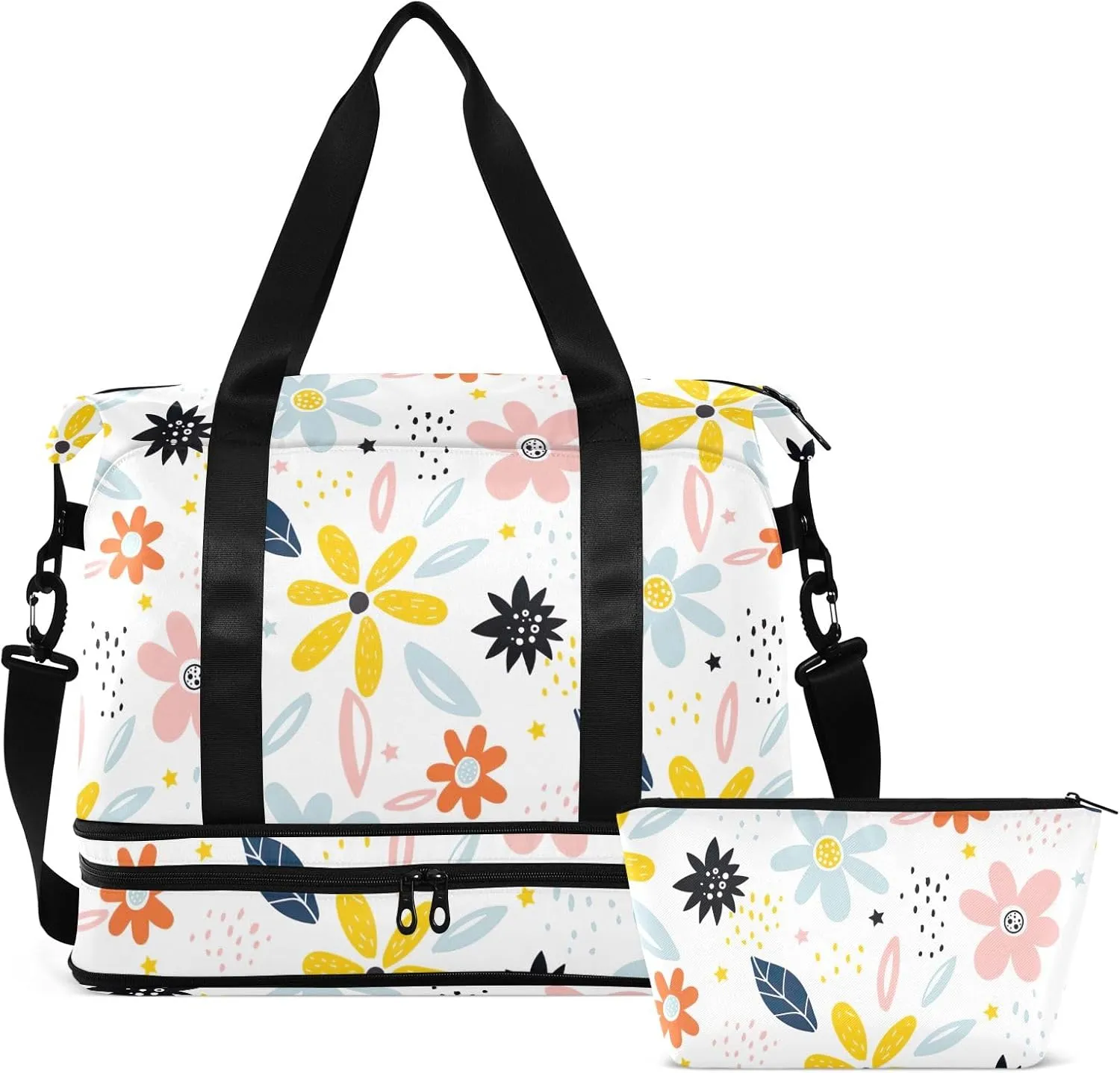 Cartoon Flowers Travelling Bags for Luggage Waterproof Sports Bag for Men, Carry on Bags for Airplanes
