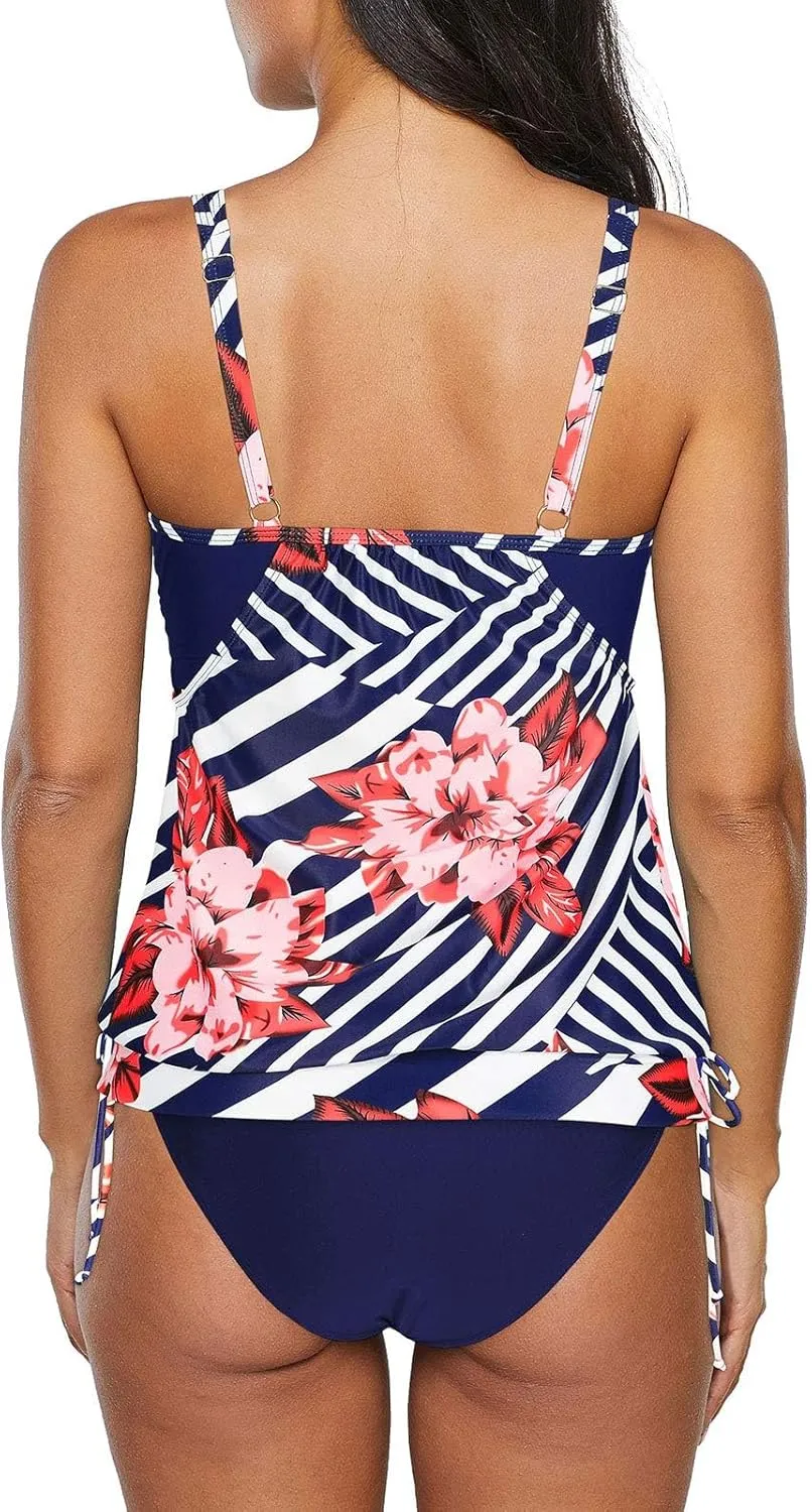 Century Star 2025 Women's Tummy Control Tankini Swimsuit 2 Piece Modest Print Tankini Bathing Suit Tops with Short