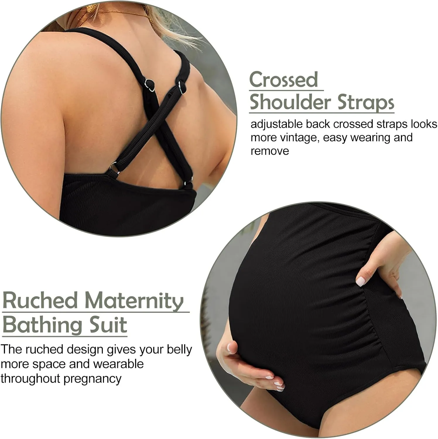 Century Star Maternity Swimsuits One Piece for Women Swimsuit Womens Ribbed Bathing Suit Button Down Cross Back Swimwear