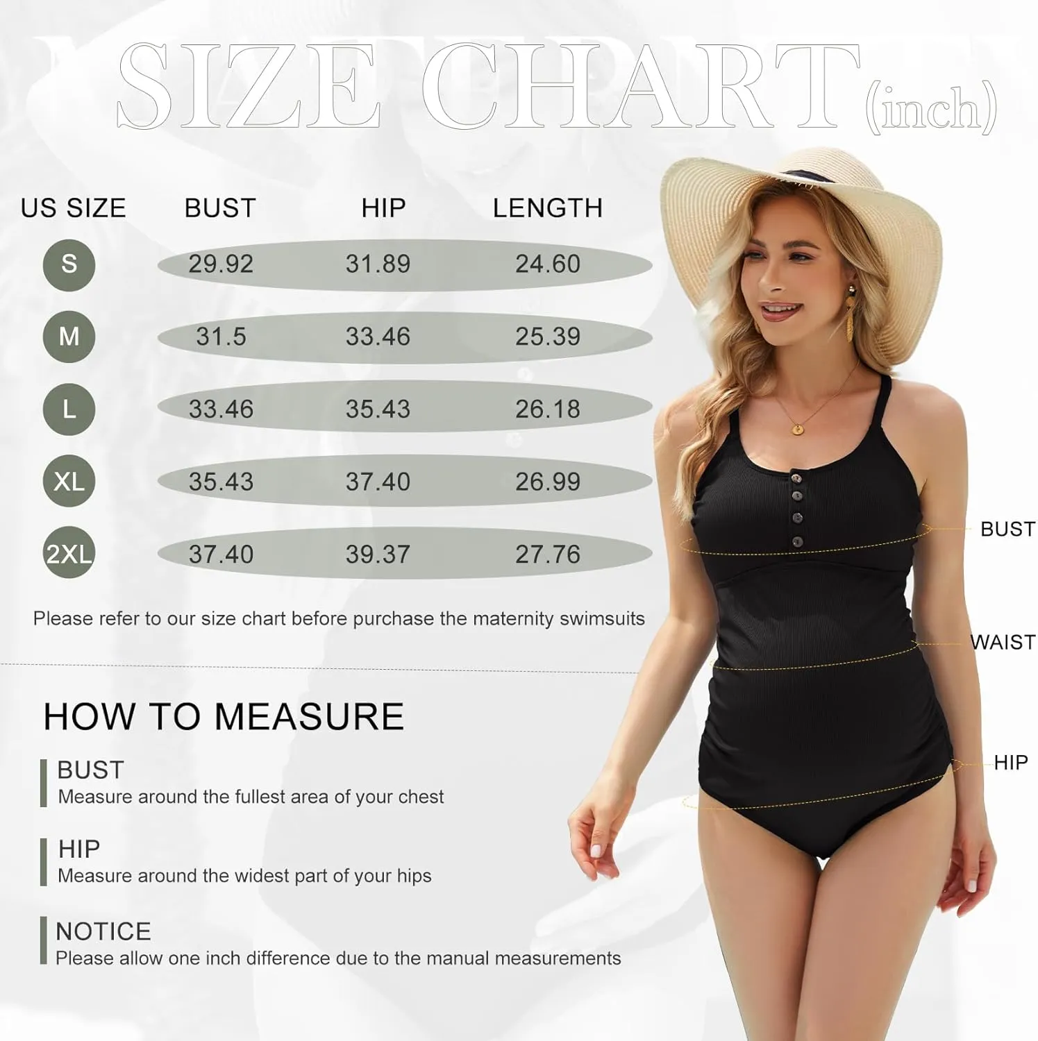 Century Star Maternity Swimsuits One Piece for Women Swimsuit Womens Ribbed Bathing Suit Button Down Cross Back Swimwear