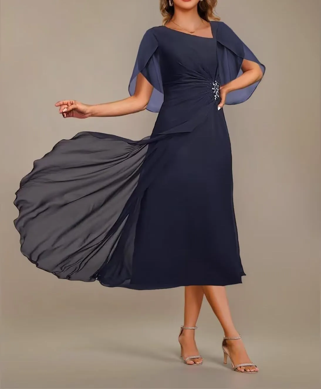 Chiffon Mother of The Bride Dresses for Wedding Ruffle Long Formal Dress Wedding Guest Party Gown