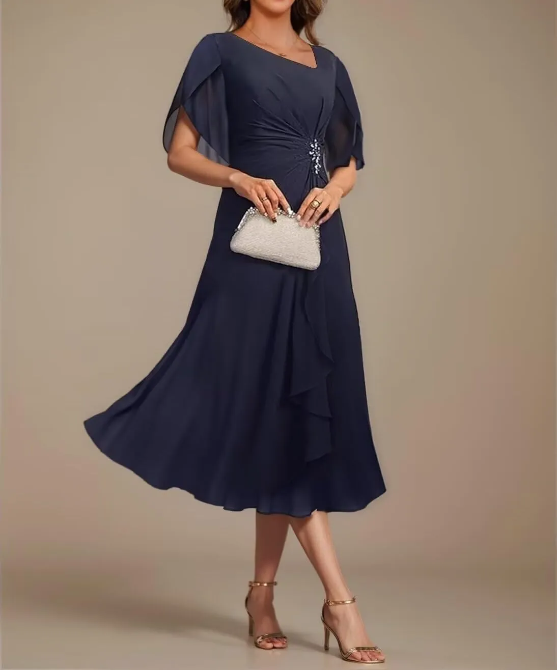 Chiffon Mother of The Bride Dresses for Wedding Ruffle Long Formal Dress Wedding Guest Party Gown