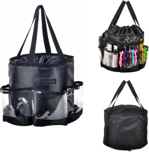 Circular Hairdressing Bag, 2 Piece Set Hairstylist Travel Bag, Large Capacity Makeup Bag for Hairstylist, Barber Tools Storage Organizer with Heat Insulation Material, Waterproof Shower Toiletry Bag