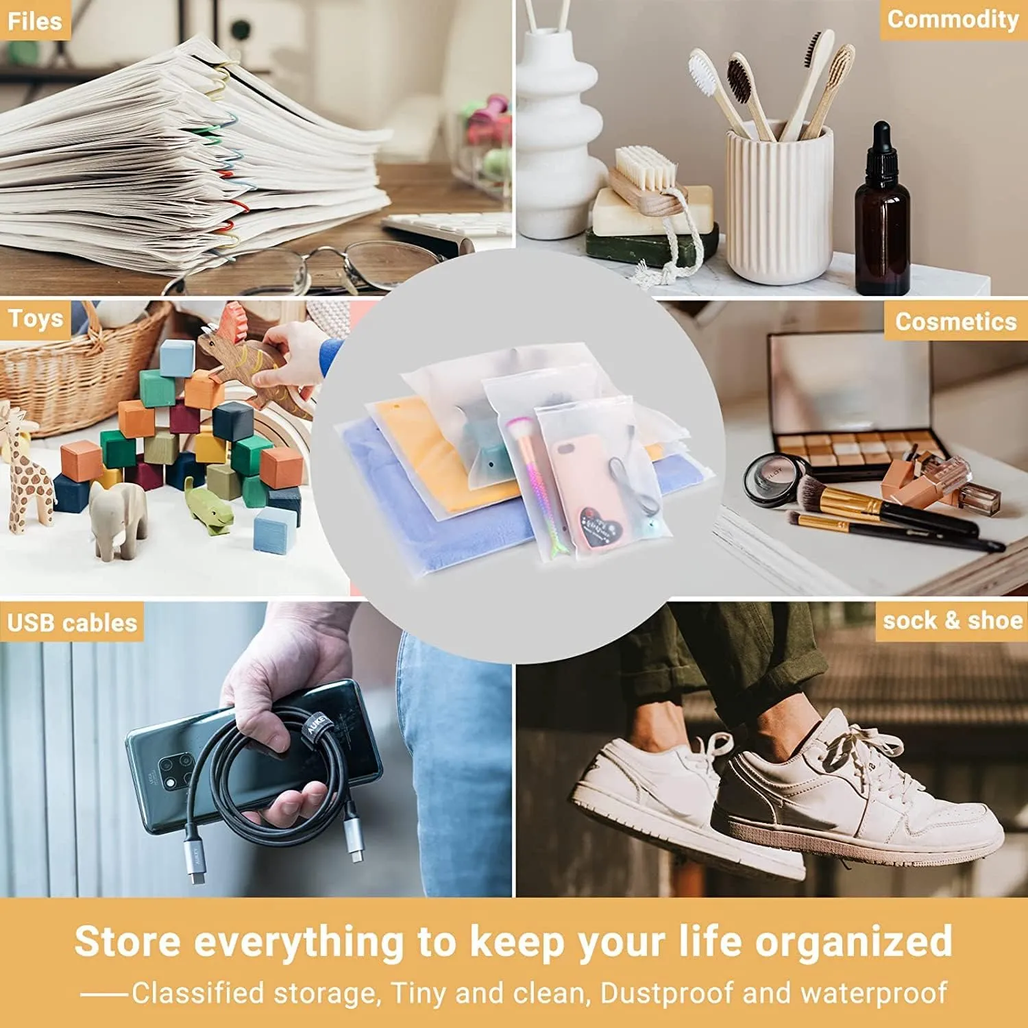 Clear Zipper Bags Resealable for Clothes, 3 Mil Thick 9x12 inch Large Plastic Mailers Travel for Clothing, 100 Pcs Self Seal Apparel Poly Bags for Sweaters, Jeans Shipping
