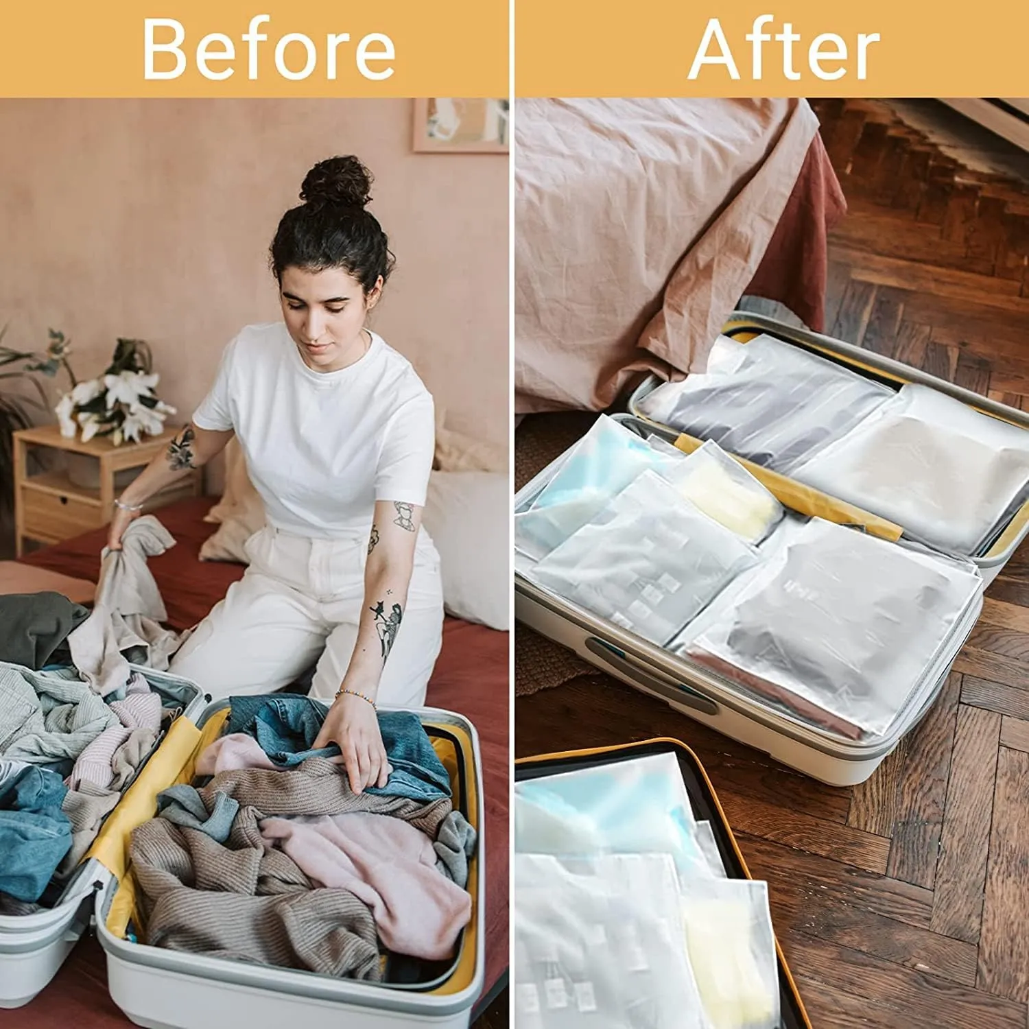 Clear Zipper Bags Resealable for Clothes, 3 Mil Thick 9x12 inch Large Plastic Mailers Travel for Clothing, 100 Pcs Self Seal Apparel Poly Bags for Sweaters, Jeans Shipping