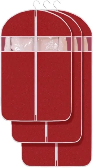 Clothes Cover 3 Pack Garment Bag with Clear Window Dress Bag Foldable Hanging Dress Covers Suit Bags (Color : C, Size : 3 Pack)