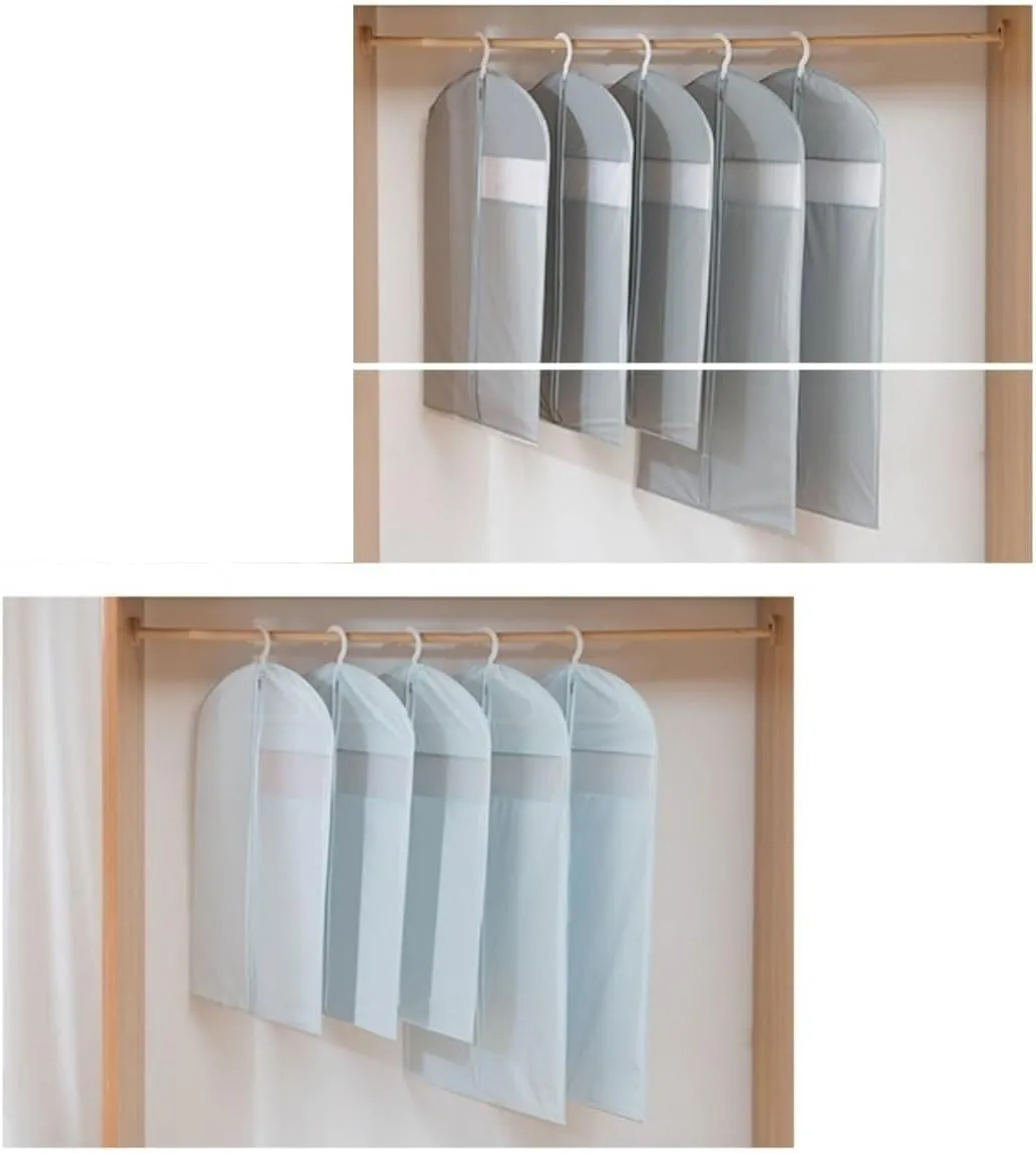 Clothes Cover 4pcs Garment Bags Hanging Clothes Half Transparent Clothes Travel Storage Bags Suit Bags (Color : Grey, Size : 4pcs)