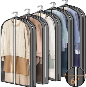 Clothes Cover 5 Pcs Garment Bags 40" Clothing Bags for Hanging Clothes with 6'' Gusset Garment Bag Suit Bags