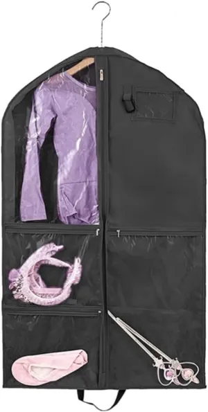 Clothes Cover Hanging Garment Bag with Zipper Pockets 40 Inch Clothes Bag Dance Costume Suit Bags (Color : Black, Size : 4pcs)