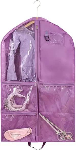Clothes Cover Hanging Garment Bag with Zipper Pockets 40 Inch Clothes Bag Dance Costume Suit Bags (Color : Purple, Size : 3pcs)