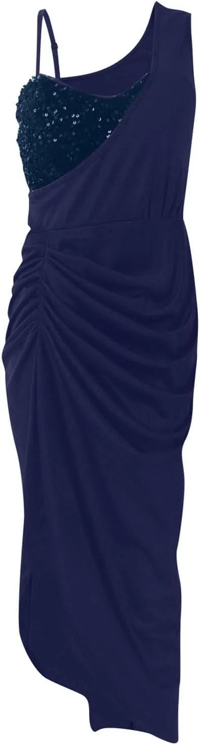 Cocktail Dresses for Women,2025 Elegant Bodycon One/Off Shoulder Wedding Guest Dress Ruched Slit Hem Party Dress