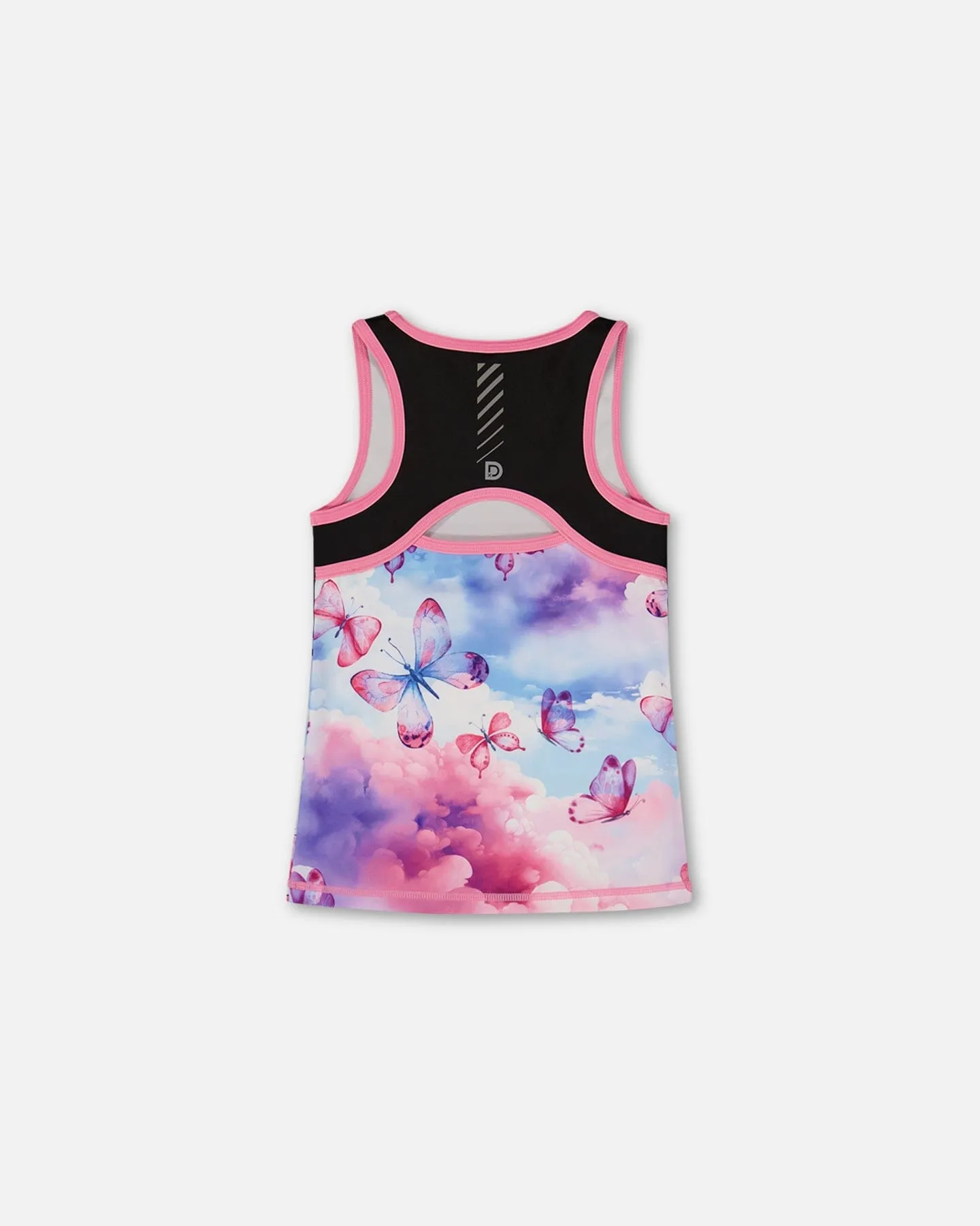 Colorblock Athletic Tank Top Black With Butterflies Printed