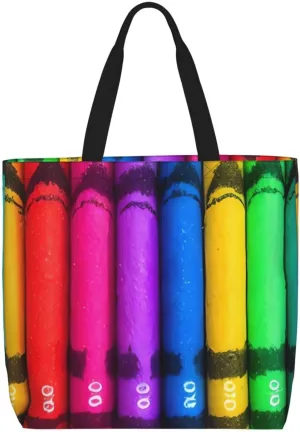 colored crayons Tote Bag for Women Hobo Handbags with Zipper Large Shoulder Bag Shopping Bags Travel Purse