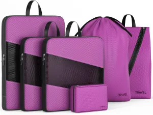 Compression Packing Cubes for Suitcases, UNTIFUL 6 Set Travel Organizer Cubes for Travel Essentials