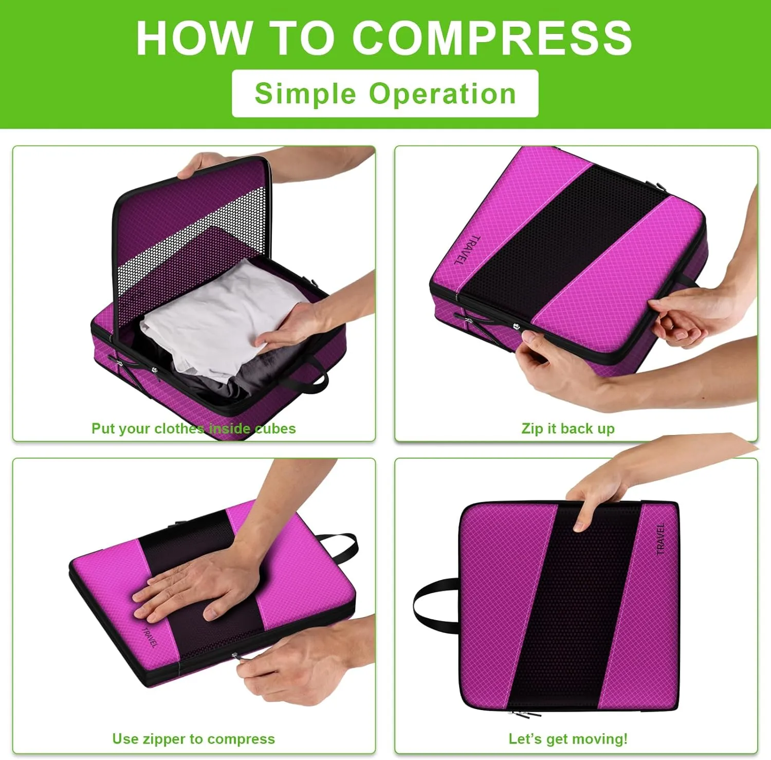 Compression Packing Cubes for Suitcases, UNTIFUL 6 Set Travel Organizer Cubes for Travel Essentials
