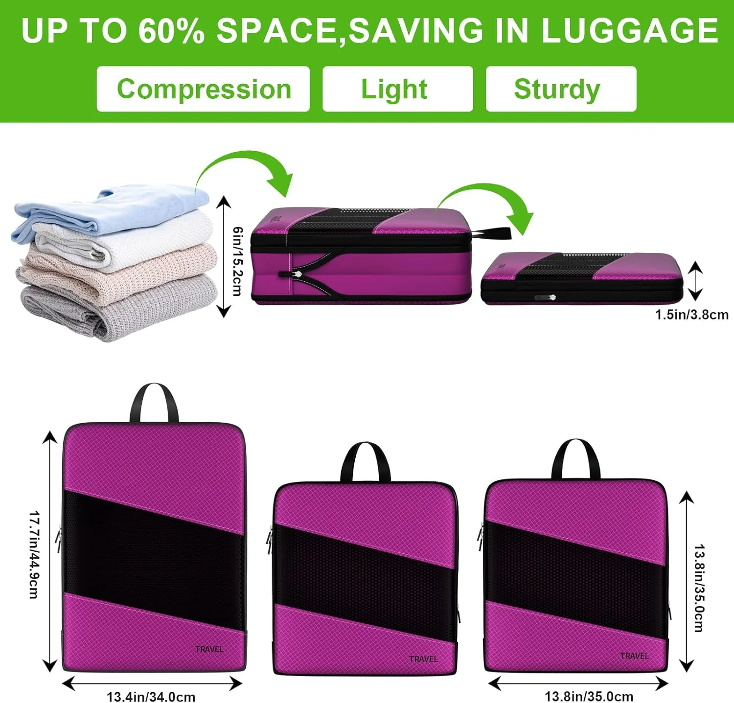 Compression Packing Cubes for Suitcases, UNTIFUL 6 Set Travel Organizer Cubes for Travel Essentials
