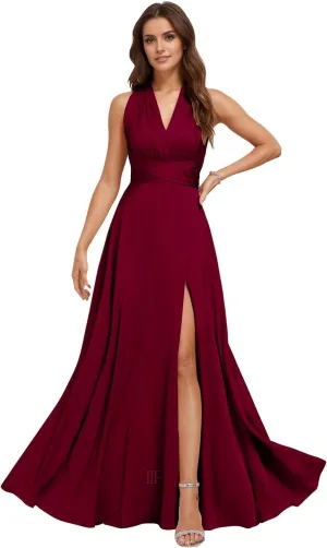 Convertible Bridesmaid Dresses,Satin Infinity Dress with Bandeau Long Multiway Formal Dress TS073
