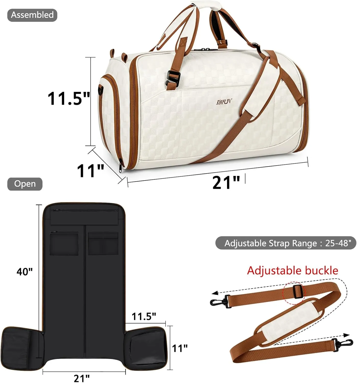 Convertible Garment Bags for Travel - Carry on Garment Duffle Bag with Backpack Straps for Men Women, 4 in 1 Large Travel Duffel Bags with Shoes Compartment Hanging Suit Dress Weekender Bag