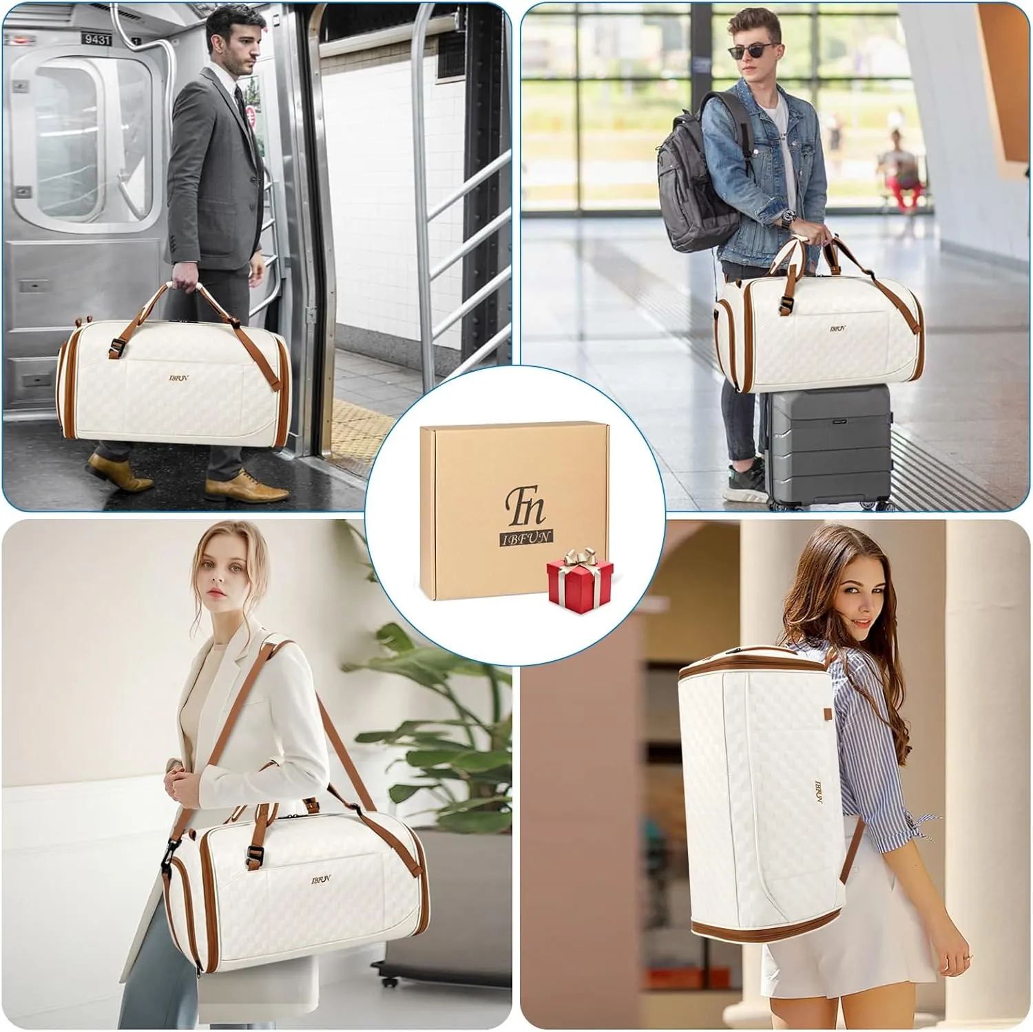 Convertible Garment Bags for Travel - Carry on Garment Duffle Bag with Backpack Straps for Men Women, 4 in 1 Large Travel Duffel Bags with Shoes Compartment Hanging Suit Dress Weekender Bag