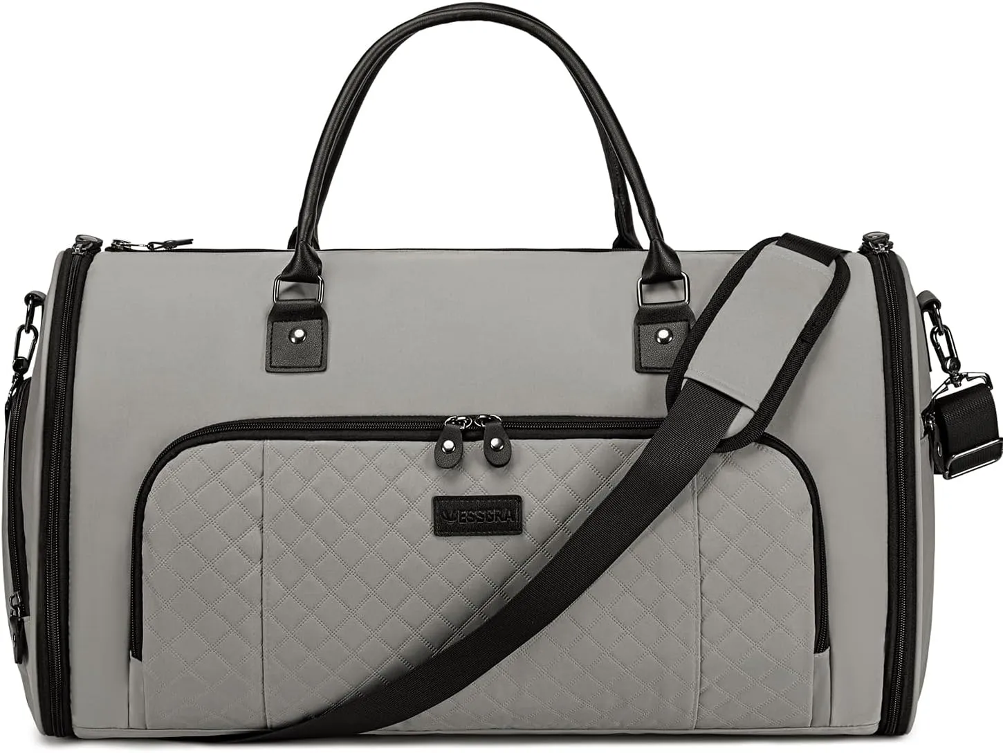 Convertible Garment Bags for Travel, Carry On Garment Duffle Bags for Women, Garment Bag with Shoes Compartment, 2 in 1 Travel Suit Bag with Detachable Shoulder Strap-Grey