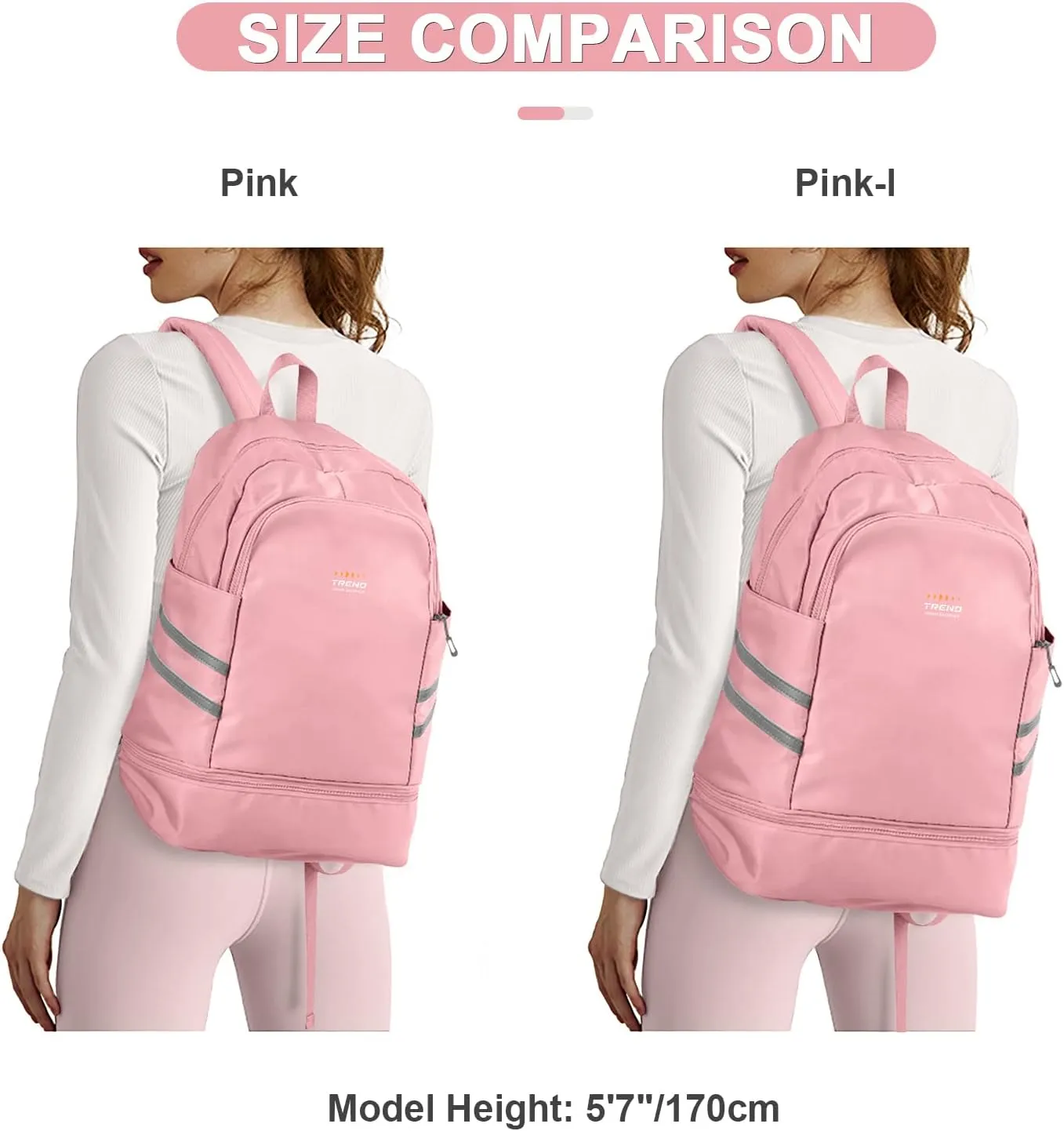 coofay Gym Backpack for Women Waterproof Backpack with Shoe Compartment Lightweight Travel Backpack Sports Backpack Small Gym Bag Pink