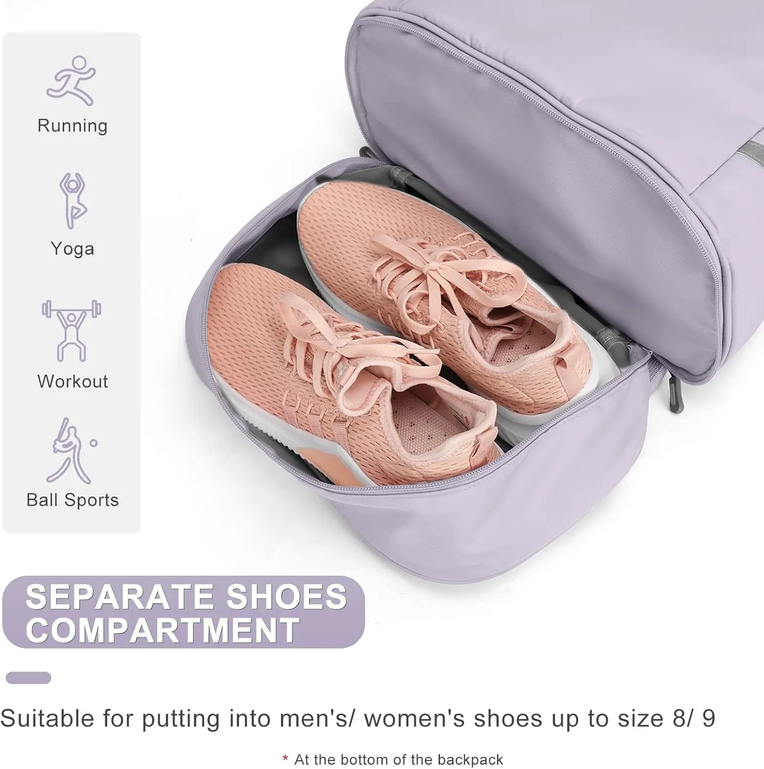 Coofay Gym Backpack for Women - Waterproof, Lightweight, Large Travel Sports Gym Bag with Shoe Compartment