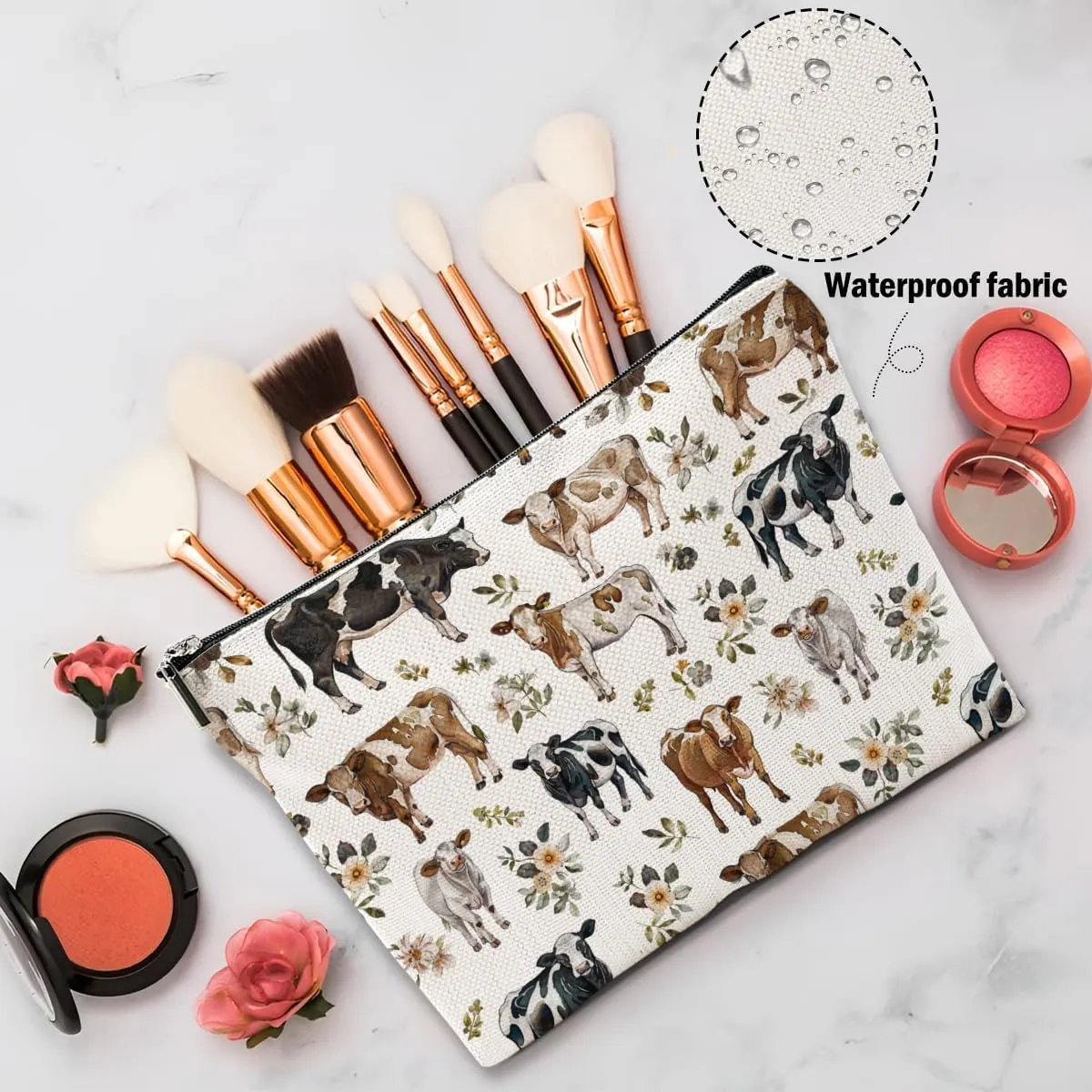 Cow Gifts, Cow Print Stuff Makeup Bag, Cosmetic Bag Travel Pouch, Animal Lovers Friendship Graduation Birthday Gifts for Women Girls Daughter Sisters Bestie Best Friend