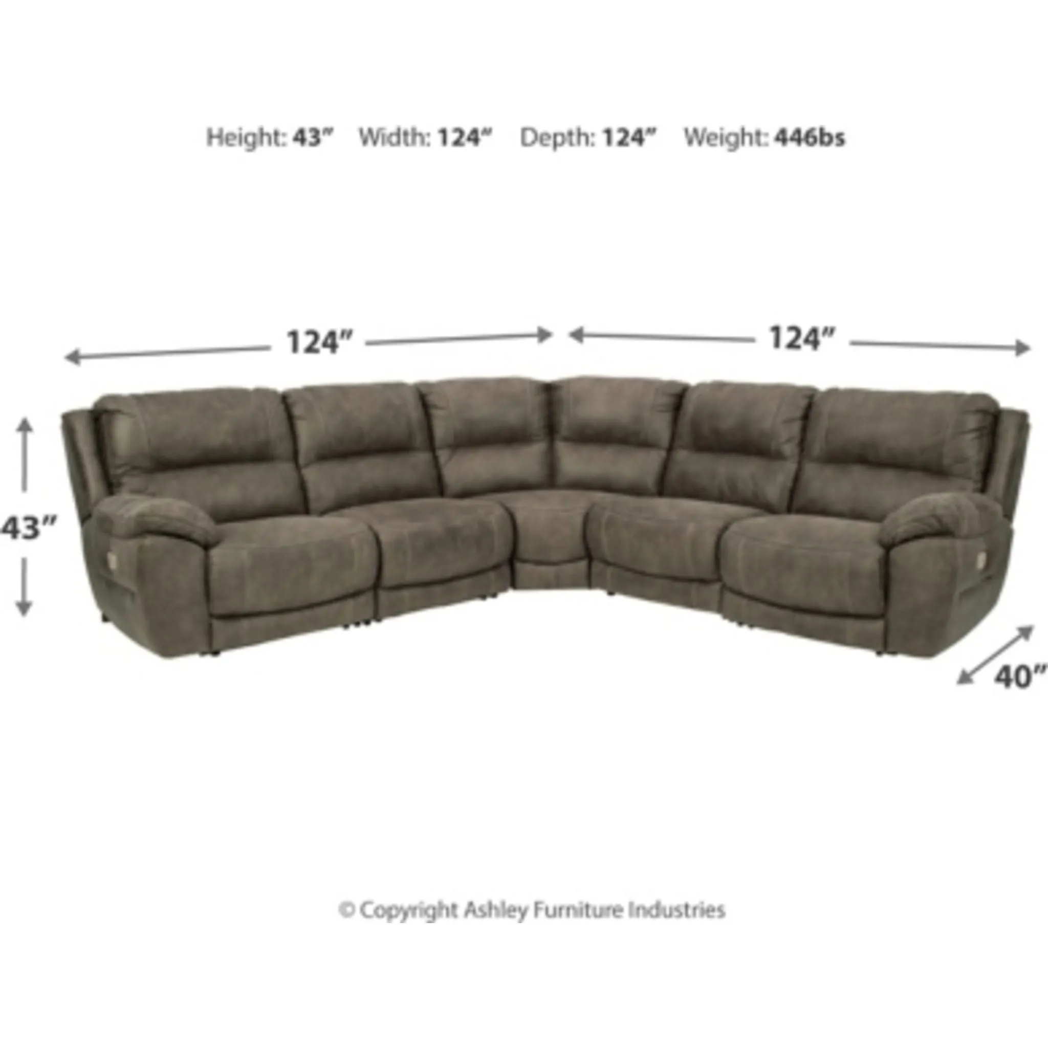 Cranedall 5 Piece Power Reclining Sectional