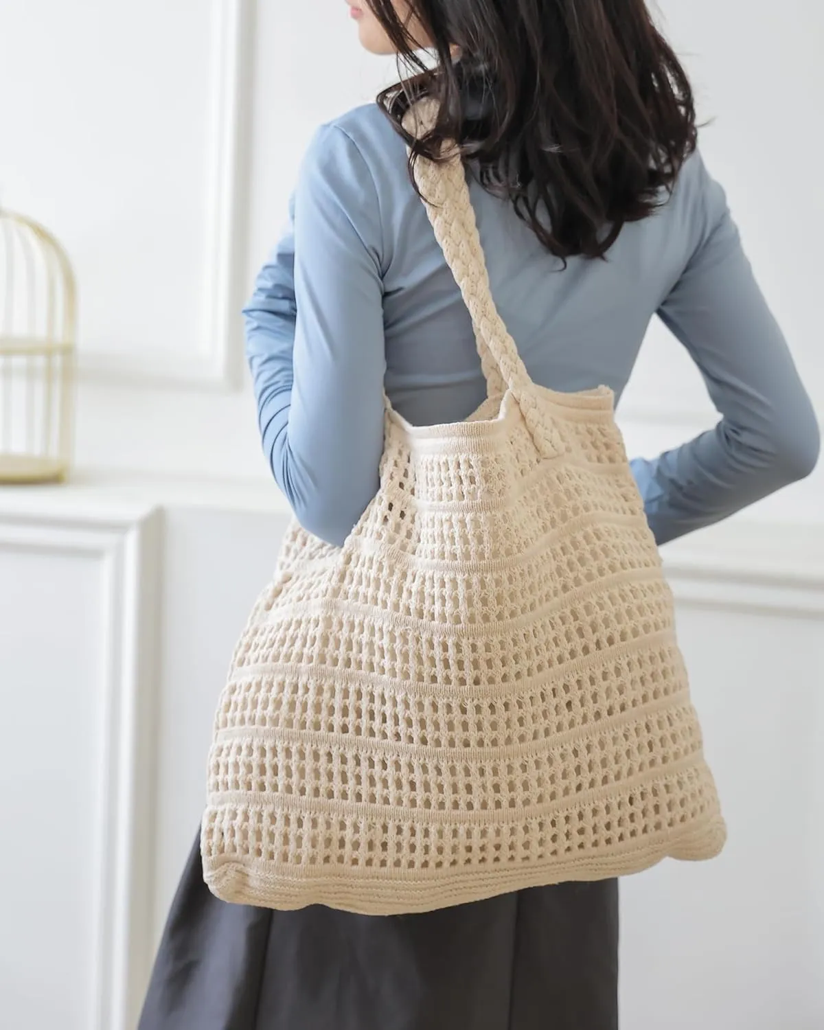 Crochet Bags for Women Summer Beach Tote Bag Large Capacity Shoulder Bag Aesthetic Hobo Bag Knit Bag Hippie Bag