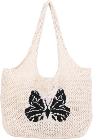 Crochet Bags for Women Summer Beach Tote Bag Large Capacity Shoulder Bag Aesthetic Hobo Bag Knit Bag Hippie Bag
