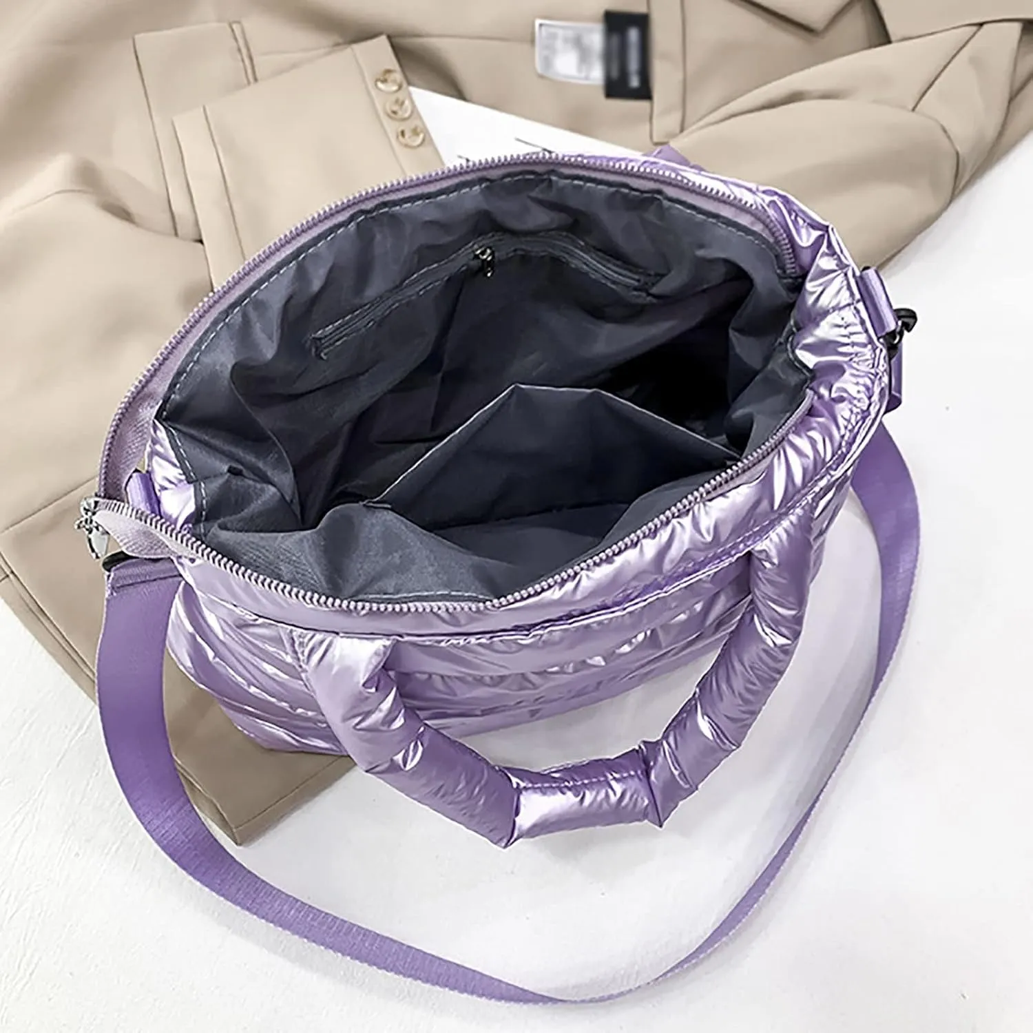 Cross Body Bag For Woman Large Quilted Shoulder Bag Carryall Puffer Hobo Bag For Family Friends Travel College C