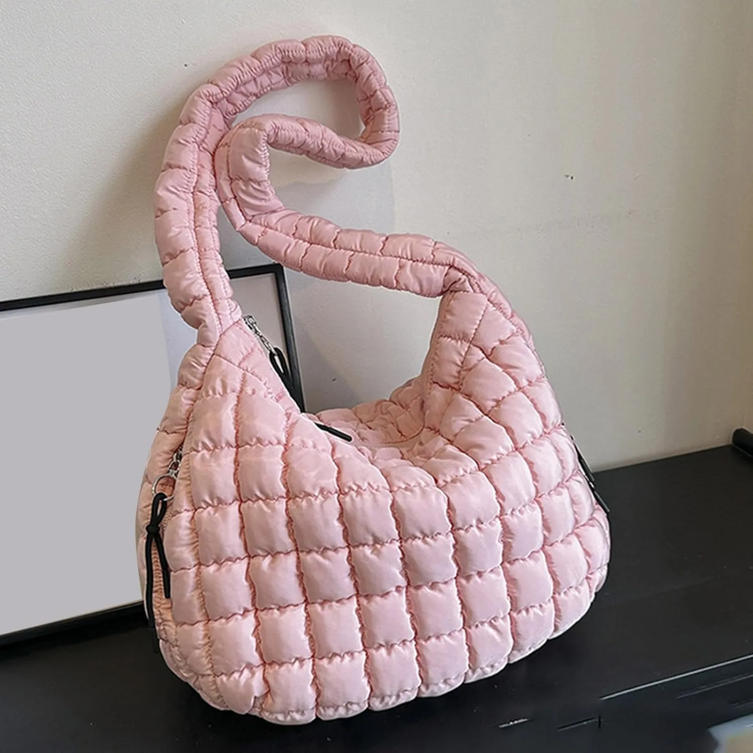 Crossbody Handbag Purse Pleated Clouds Bag Fashion Shoulder Tote Dumpling Bag Large Capacity Down Cotton Armpit Women's