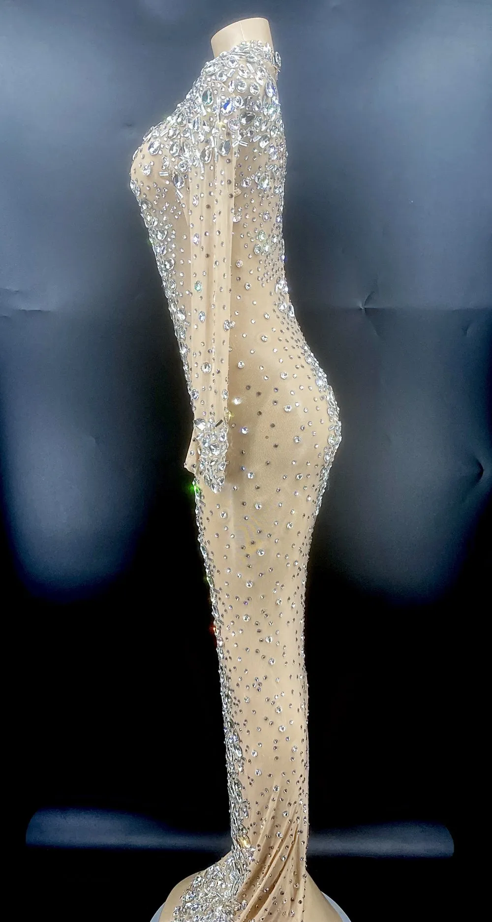 Crystals Mesh Long Dresses